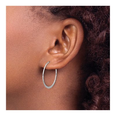 Sterling Silver 25mm Hammered Round Hoop Earrings – view 4