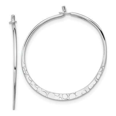 Sterling Silver 25mm Hammered Round Hoop Earrings