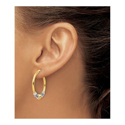 Gold-Plated Sterling Silver 28mm Beaded Hoop Earrings – view 4