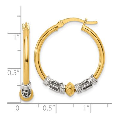 Gold-Plated Sterling Silver 28mm Beaded Hoop Earrings – view 5