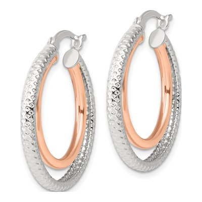 Rose Gold-Plated Sterling Silver 30mm Double Hoop Earrings – view 3