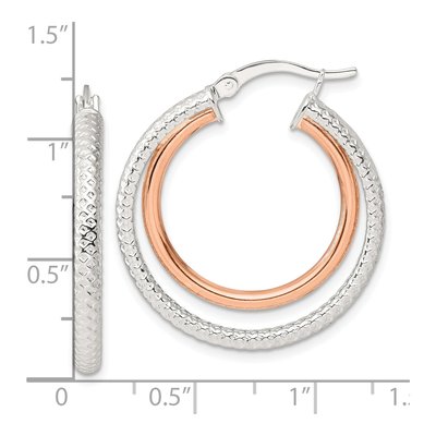 Rose Gold-Plated Sterling Silver 30mm Double Hoop Earrings – view 5