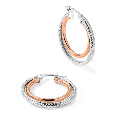Rose Gold-Plated Sterling Silver 30mm Double Hoop Earrings – view 6