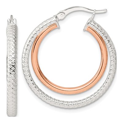 Rose Gold-Plated Sterling Silver 30mm Double Hoop Earrings