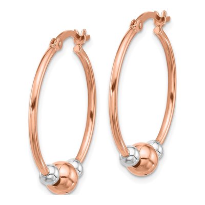 Rose Gold-Plated Sterling Silver 29mm Beaded Hoop Earrings – view 3