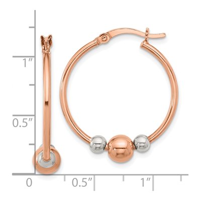 Rose Gold-Plated Sterling Silver 29mm Beaded Hoop Earrings – view 5