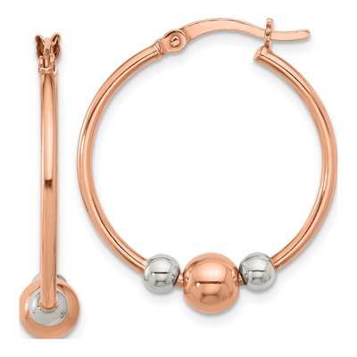 Rose Gold-Plated Sterling Silver 29mm Beaded Hoop Earrings