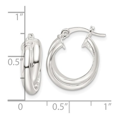 Sterling Silver 17mm Twisted Double Hoop Earrings – view 5