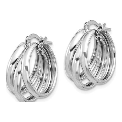 Sterling Silver 23mm Triple Hoop Earrings – view 3