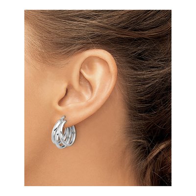 Sterling Silver 23mm Triple Hoop Earrings – view 4