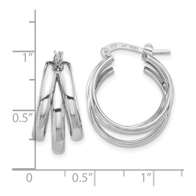 Sterling Silver 23mm Triple Hoop Earrings – view 5