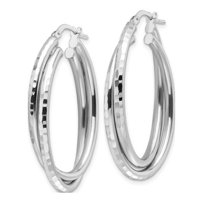 Sterling Silver 39mm Diamond-Cut Hoop Earrings – view 3