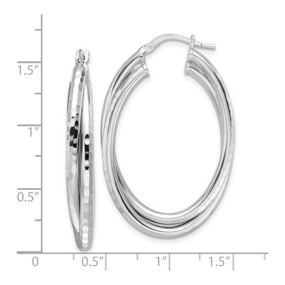 Sterling Silver 39mm Diamond-Cut Hoop Earrings – view 5