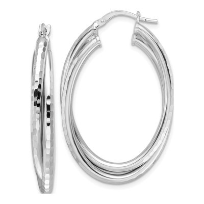 Sterling Silver 39mm Diamond-Cut Hoop Earrings