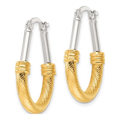 Gold-Plated Sterling Silver 27mm Fancy Hoop Earrings – view 3