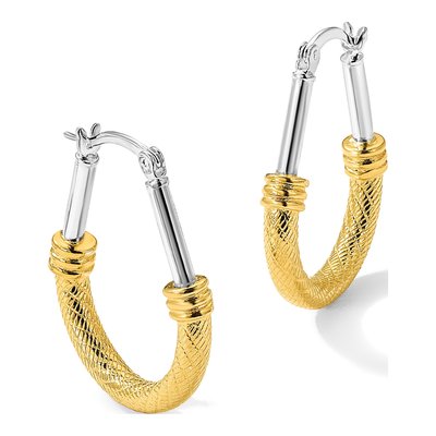 Gold-Plated Sterling Silver 27mm Fancy Hoop Earrings – view 6