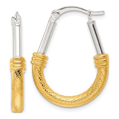 Gold-Plated Sterling Silver 27mm Fancy Hoop Earrings