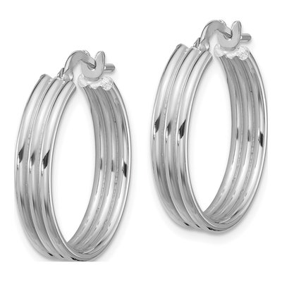 Sterling Silver 24mm Grooved Round Hoop Earrings – view 3