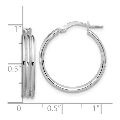 Sterling Silver 24mm Grooved Round Hoop Earrings – view 5