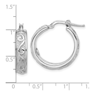 Sterling Silver 25mm Textured Round Hoop Earrings – view 5