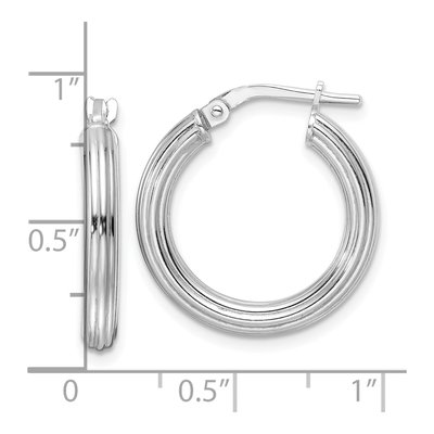 Sterling Silver Ridged Round Hoop Earrings, Italy – view 5