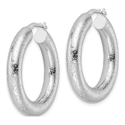 Sterling Silver 31mm Laser-Cut Round Hoop Earrings – view 3
