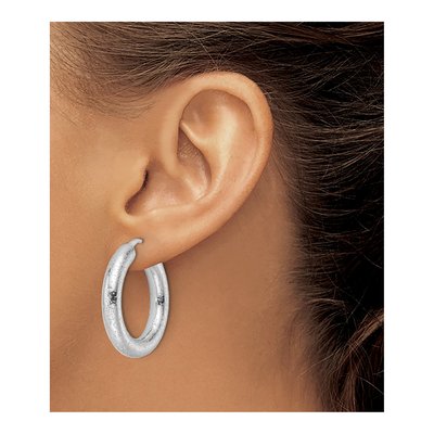 Sterling Silver 31mm Laser-Cut Round Hoop Earrings – view 4