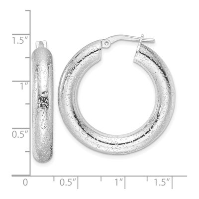 Sterling Silver 31mm Laser-Cut Round Hoop Earrings – view 5