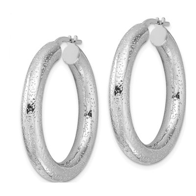 Sterling Silver 36mm Laser-Cut Round Hoop Earrings – view 3