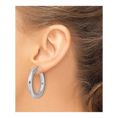 Sterling Silver 36mm Laser-Cut Round Hoop Earrings – view 4