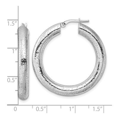 Sterling Silver 36mm Laser-Cut Round Hoop Earrings – view 5