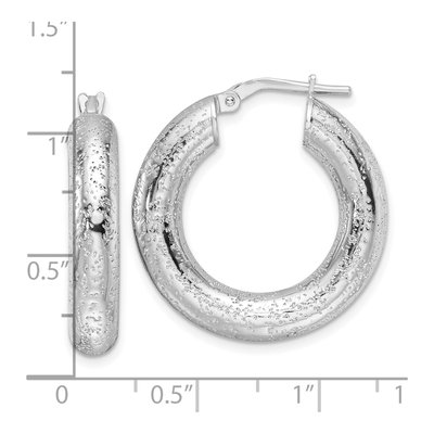 Sterling Silver 26mm Laser-Cut Hoop Earrings – view 5