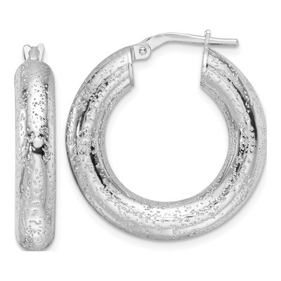 Sterling Silver 26mm Laser-Cut Hoop Earrings