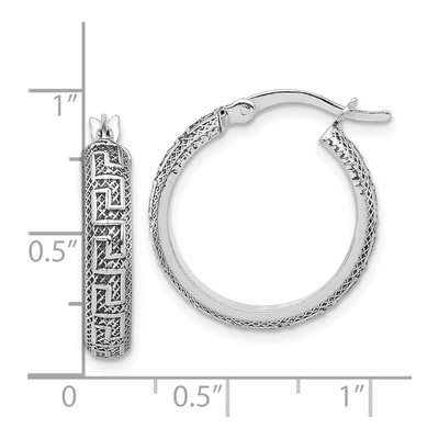 Sterling Silver 22mm Greek Key Hoop Earrings – view 5