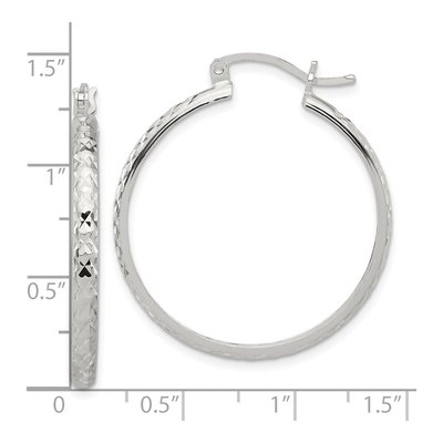 Sterling Silver 35mm Diamond-Cut Hoop Earrings – view 5