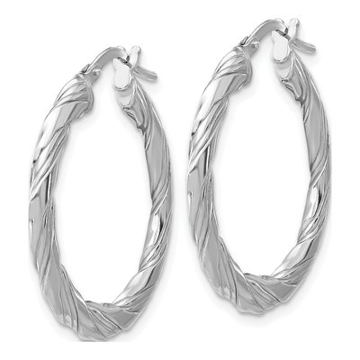 Sterling Silver 28mm Twisted Hoop Earrings – view 3