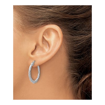 Sterling Silver 28mm Twisted Hoop Earrings – view 4