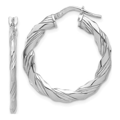 Sterling Silver 28mm Twisted Hoop Earrings