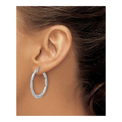Sterling Silver 34mm Twisted Hoop Earrings – view 4