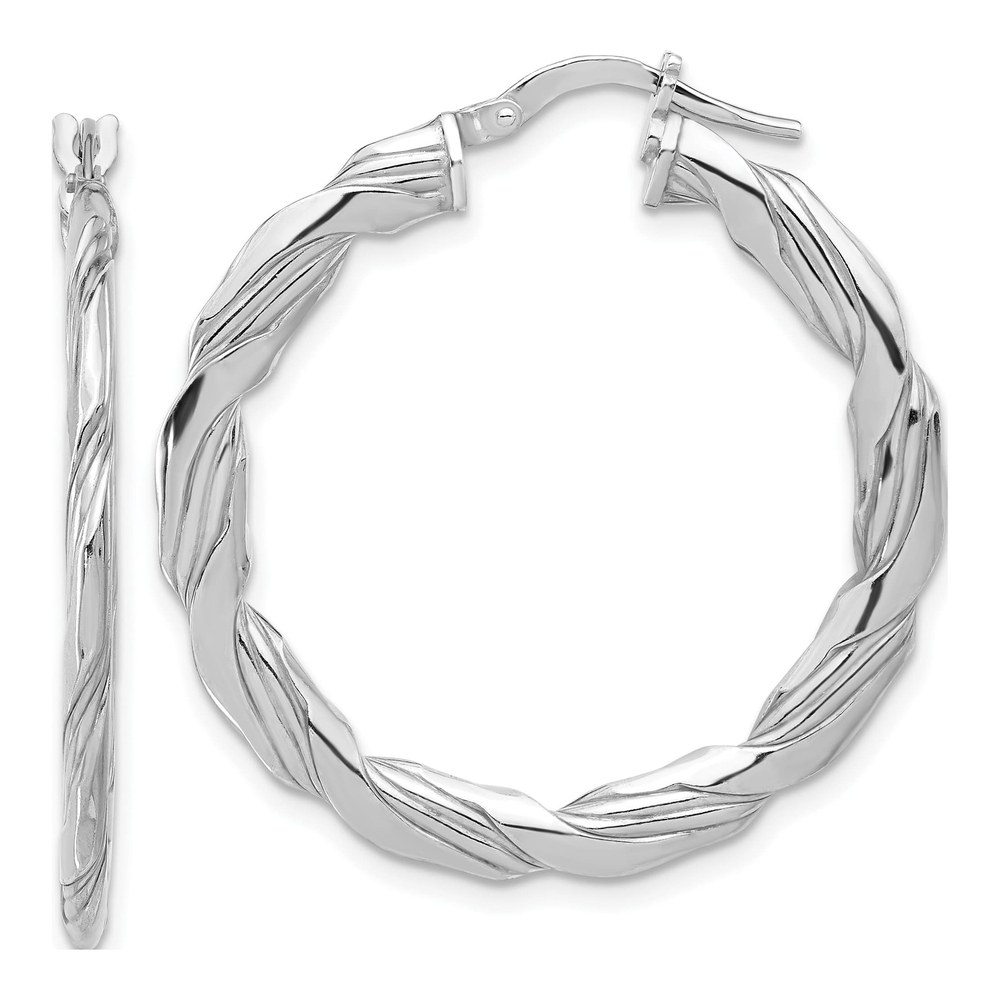 Sterling Silver 34mm Twisted Hoop Earrings