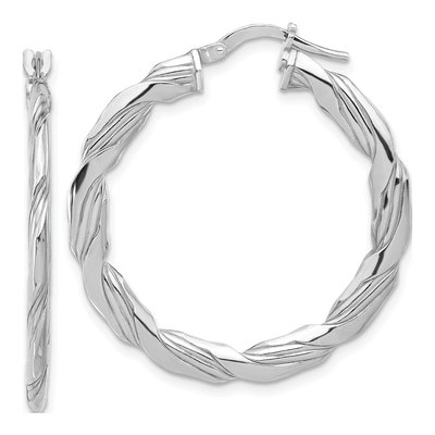 Sterling Silver 34mm Twisted Hoop Earrings