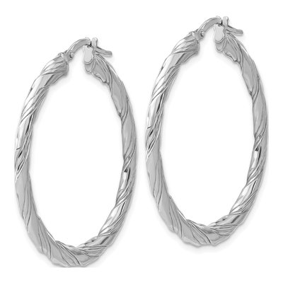 Sterling Silver 39mm Twisted Hoop Earrings – view 3
