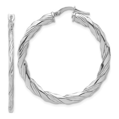 Sterling Silver 39mm Twisted Hoop Earrings