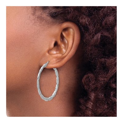 Sterling Silver 43mm Twisted Hoop Earrings – view 4