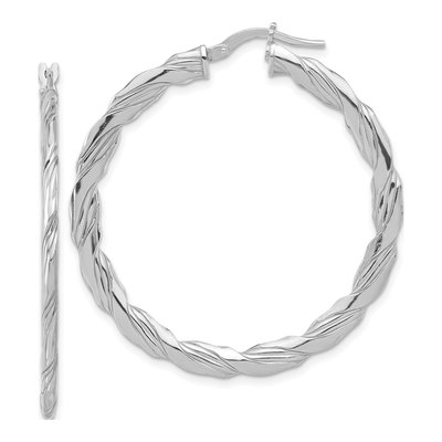 Sterling Silver 43mm Twisted Hoop Earrings