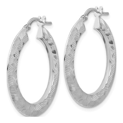 Sterling Silver Diamond-Cut Round Hoop Earrings – view 3