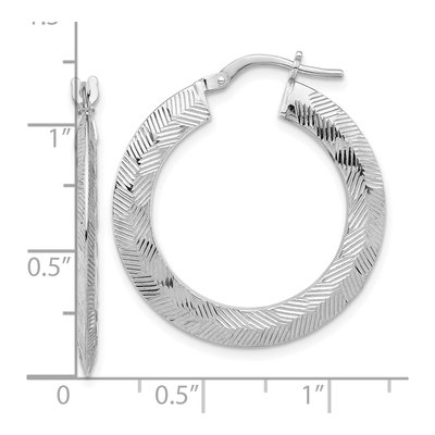 Sterling Silver Diamond-Cut Round Hoop Earrings – view 5