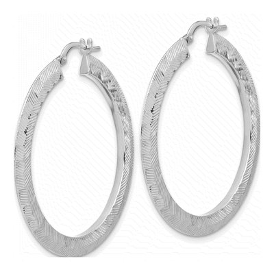 Sterling Silver 40mm Diamond-Cut Round Hoop Earrings – view 3