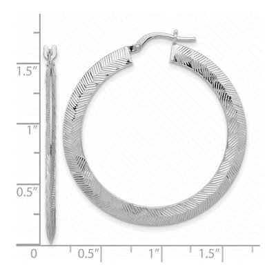 Sterling Silver 40mm Diamond-Cut Round Hoop Earrings – view 5