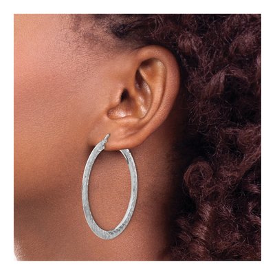 Sterling Silver 50mm Diamond-Cut Round Hoop Earrings – view 4